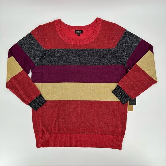 Maree Pour Toi lurex multicolor stripe sweater Size 12/14 - Picture 3 of 9
